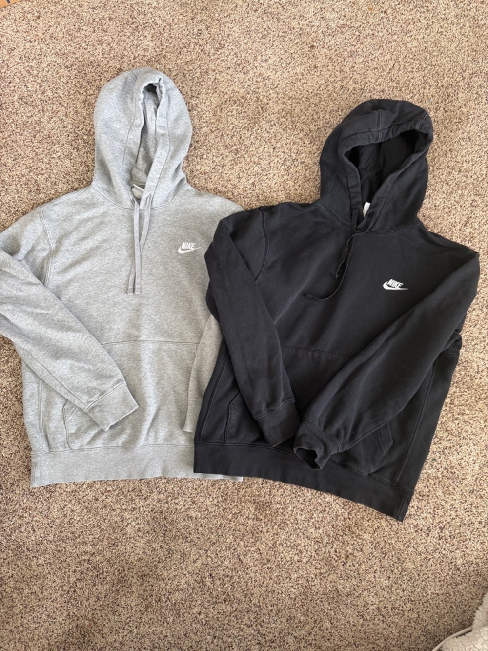 Nike Men’s Hooded Sweatshirts - Black & Light Gray. Size Small.